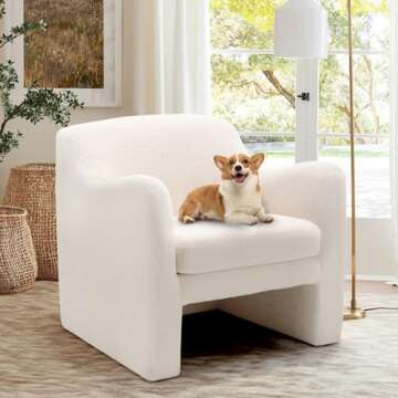 COLAMY Sherpa Barrel Accent Chair with Ottoman Footstool, Living Room Chair with Back, Single Sofa Armchair with Tufted Foot Rest Stool, Cream