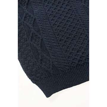 Aran Crafts Irish Soft Cable Knitted Crew Neck Unisex Sweater (100% Pure New Wool)