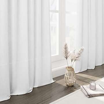 White Linen Curtains: 84" Light Filtering Privacy Panels - 2 Pack