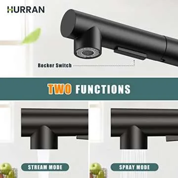 Matte Black Pull Down Kitchen Faucet - Easy Installation