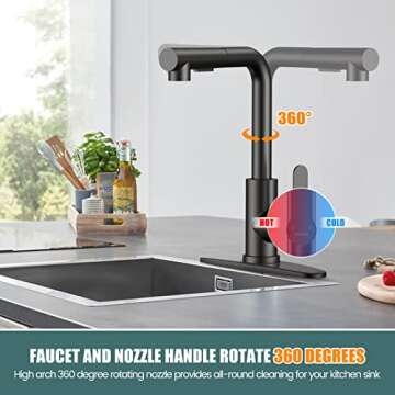 Matte Black Pull Down Kitchen Faucet - Easy Installation