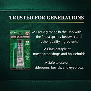 Clubman Moustache Wax Hang Pack for Grooming Excellence