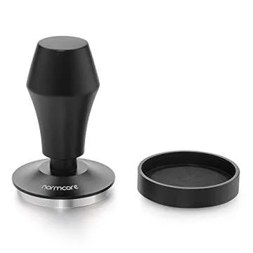 Normcore 58.5mm Coffee Tamper V4 - Spring-loaded Tamper with 15lb / 25lb / 30lbs Replacement Springs - Anodized Aluminum Handle and Stand - Stainless Steel Flat Base