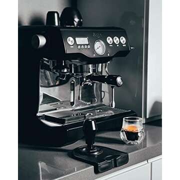 Normcore 58.5mm Coffee Tamper V4 - Spring-loaded Tamper with 15lb / 25lb / 30lbs Replacement Springs - Anodized Aluminum Handle and Stand - Stainless Steel Flat Base