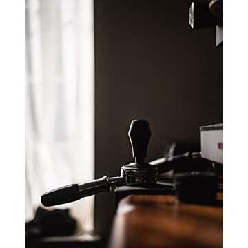 Normcore 58.5mm Coffee Tamper V4 - Spring-loaded Tamper with 15lb / 25lb / 30lbs Replacement Springs - Anodized Aluminum Handle and Stand - Stainless Steel Flat Base