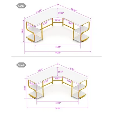 Teraves L Shaped Desk with Shelves for Home Office