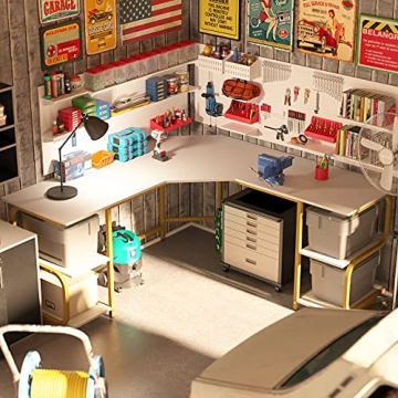 Teraves L Shaped Desk with Shelves for Home Office