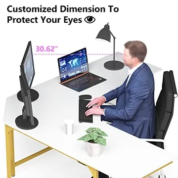 Teraves L Shaped Desk with Shelves for Home Office