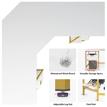 Teraves L Shaped Desk with Shelves for Home Office