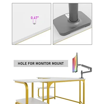 Teraves L Shaped Desk with Shelves for Home Office