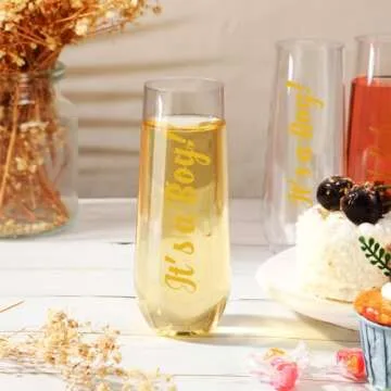 Maxcheck 48 Pcs 9 oz Baby Shower Plastic Flutes