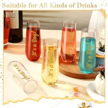 Maxcheck 48 Pcs 9 oz Baby Shower Plastic Flutes