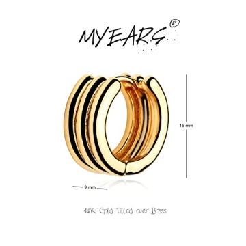 MYEARS Ribbed Gold Chunky Huggie Earrings for Everyday Wear