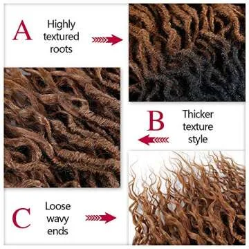 Faux Locs Crochet Hair 6Packs 16Inch Pre-looped Goddess Locs Crochet Hair, Short Locs with Soft Curly Ends Dreadlocks Faux Crochet Locs Synthetic Braids Extensions 72strands (16'', T30)