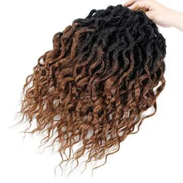 Faux Locs Crochet Hair 6Packs 16Inch Pre-looped Goddess Locs Crochet Hair, Short Locs with Soft Curly Ends Dreadlocks Faux Crochet Locs Synthetic Braids Extensions 72strands (16'', T30)