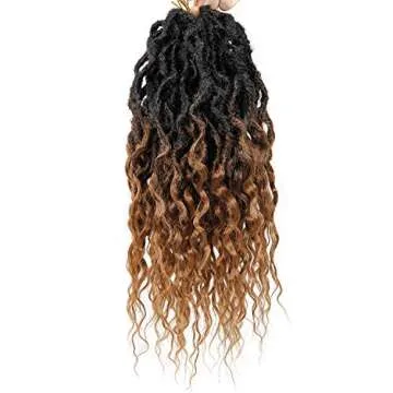 Faux Locs Crochet Hair 6Packs 16Inch Pre-looped Goddess Locs Crochet Hair, Short Locs with Soft Curly Ends Dreadlocks Faux Crochet Locs Synthetic Braids Extensions 72strands (16'', T30)