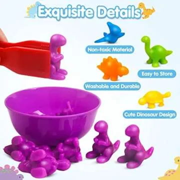 GKDOMS Counting Dinosaurs Toys Matching Game with Sorting Bowls Preschool Learning Activities Montes...