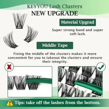 KEYYOU Lash Cluster Eyelash Extension Kit - 96pcs for Effortless Beauty