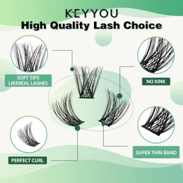 KEYYOU Lash Cluster Eyelash Extension Kit - 96pcs for Effortless Beauty