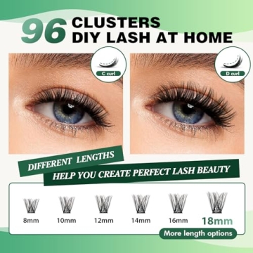 KEYYOU Lash Cluster Eyelash Extension Kit - 96pcs for Effortless Beauty
