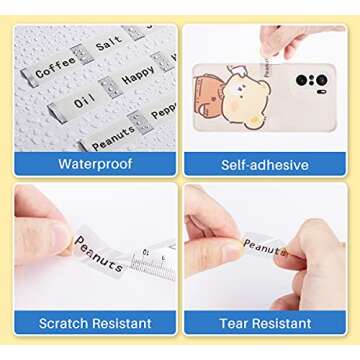 Phomemo D30 Labels, 3 Rolls Clear Thermal Stickers, 210 Pcs/Roll