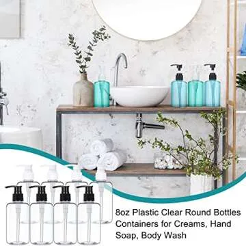 Eccliy 30 Pack 8 oz Clear Lotion Bottles - Reusable & Leak-Proof