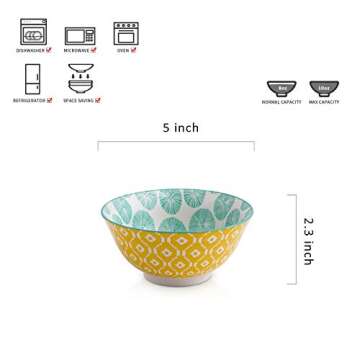 Selamica Porcelain Ice Cream Bowls Set of 6, Small Bowls, Ceramic bowls for Dessert, Ice Cream, Variety of Colors