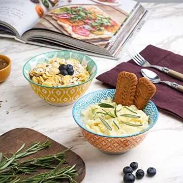 Selamica Porcelain Ice Cream Bowls Set of 6, Small Bowls, Ceramic bowls for Dessert, Ice Cream, Variety of Colors