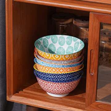 Selamica Porcelain Ice Cream Bowls Set of 6, Small Bowls, Ceramic bowls for Dessert, Ice Cream, Variety of Colors