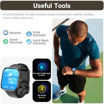 TOZO AMOLED S7 Smart Watch Bluetooth Call 1.85 Inch Ultra HD Screen,Dynamic Dials Messages Push 100+ Sports Modes,Detect Human Health (Heart Rate,Blood Oxygen) with High Battery Life,Touch Function