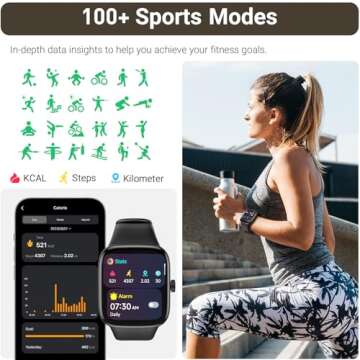 TOZO AMOLED S7 Smart Watch Bluetooth Call 1.85 Inch Ultra HD Screen,Dynamic Dials Messages Push 100+ Sports Modes,Detect Human Health (Heart Rate,Blood Oxygen) with High Battery Life,Touch Function