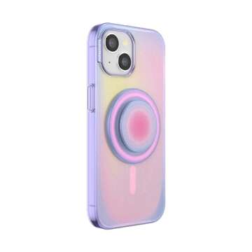 PopSockets iPhone 15 Case with Round Phone Grip Compatible with MagSafe, Phone Case for iPhone 15, Wireless Charging Compatible - Aura