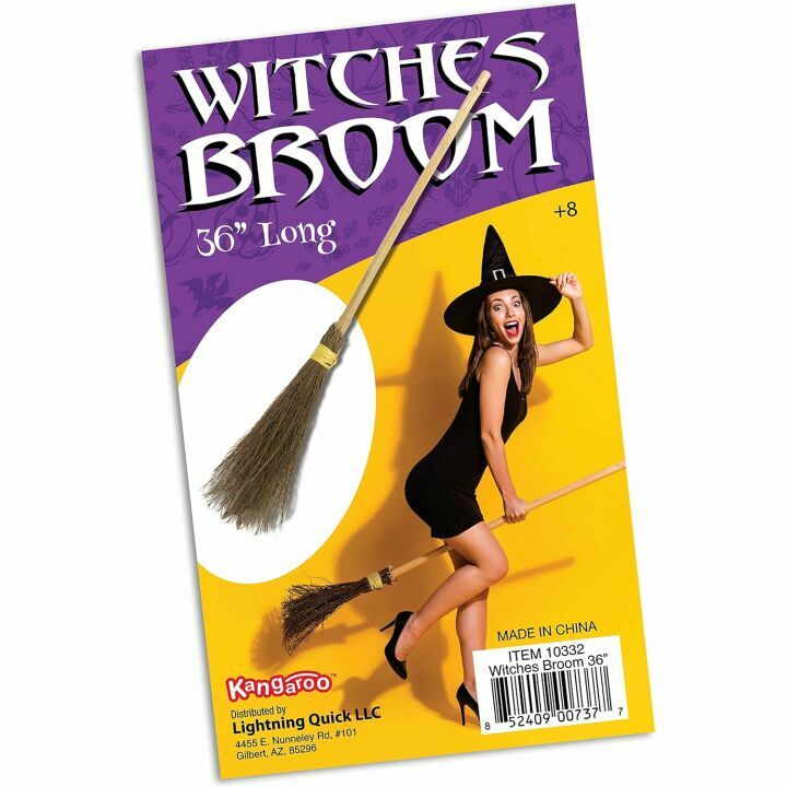 Kangaroo Witch Broom Wizard Staff Witch Accessories for Halloween Decoration, Harry Potter Costume, Dress Up Halloween Party, Hocus Pocus Decor, Outdoor Garden Decor, 36 inches