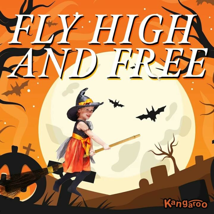 Kangaroo Witch Broom Wizard Staff Witch Accessories for Halloween Decoration, Harry Potter Costume, Dress Up Halloween Party, Hocus Pocus Decor, Outdoor Garden Decor, 36 inches