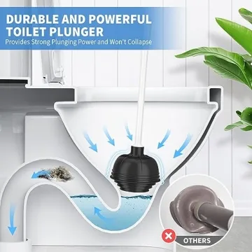 Uptronic Toilet Plunger and Brush Combo Set - Modern Design