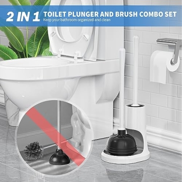 Uptronic Toilet Plunger and Brush Combo Set - Modern Design