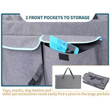 Petsfit Dog Car Seat for Large Dogs, Pet Travel Dog Booster Seat with 2 Safety Belt, Washable Double-Sided Cushion and Storage Pocket for Medium Dogs (Large, Light Grey)