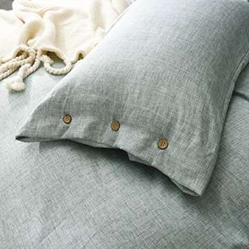 JELLYMONI Duvet Cover Set 100% Washed Cotton Linen Feel Textured Super Soft 3PCs Bedding Set with Pillowshames (Rust, King