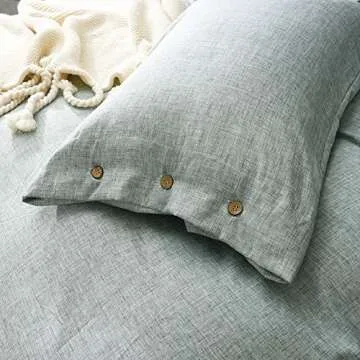 JELLYMONI Duvet Cover Set 100% Washed Cotton Linen Feel Textured Super Soft 3PCs Bedding Set with Pillowshames (Rust, King