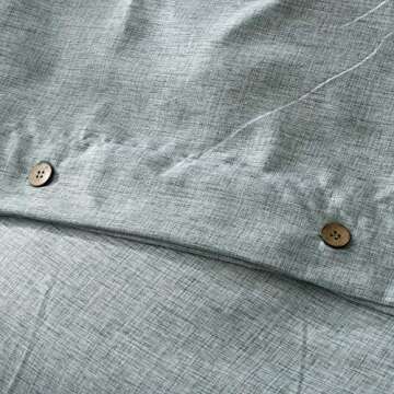 JELLYMONI Duvet Cover Set 100% Washed Cotton Linen Feel Textured Super Soft 3PCs Bedding Set with Pillowshames (Rust, King