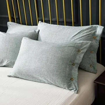 JELLYMONI Duvet Cover Set 100% Washed Cotton Linen Feel Textured Super Soft 3PCs Bedding Set with Pillowshames (Rust, King