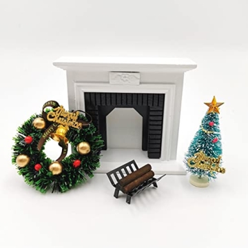 Miniature Wooden Dollhouse Fireplace for Creative Play