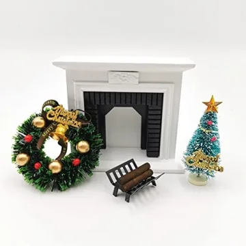Miniature Wooden Dollhouse Fireplace for Creative Play
