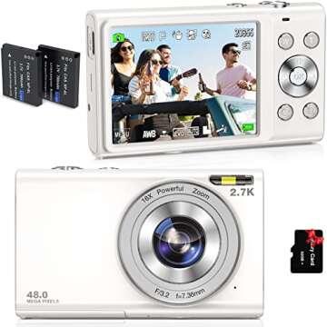 Digital Camera Auto Focus 2.7K Vlogging Camera HD 48MP 16X Digital Zoom Camera with 32G Memory Card ...