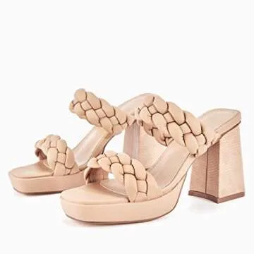 Coutgo Women's Platform Chunky Heels for Summer