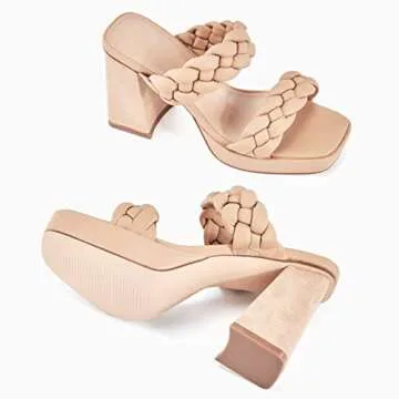 Coutgo Women's Platform Chunky Heels for Summer