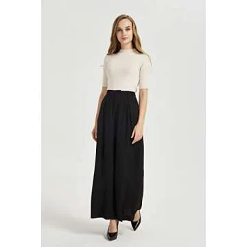 Tronjori Women High Waist Casual Wide Leg Long Palazzo Pants Trousers Regular Sizes (XXL Short, Blac...