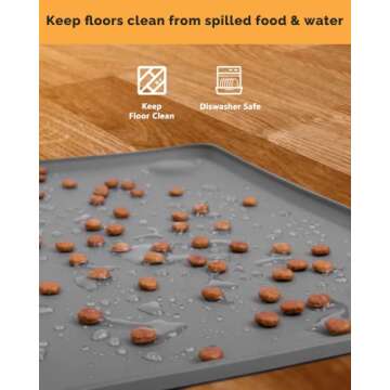 Canple Dog Food Mat, Dog Bowl Mat for Food and Water Raised Edges, Non Slip Strong Suction Cups Dog Feeding Mats for Floors Waterproof ,Cats and Dogs Food Placemat Tray, Made with Food Grade Silicone