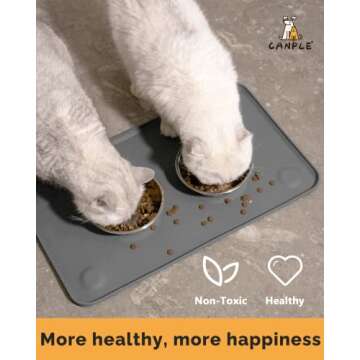Canple Dog Food Mat, Dog Bowl Mat for Food and Water Raised Edges, Non Slip Strong Suction Cups Dog Feeding Mats for Floors Waterproof ,Cats and Dogs Food Placemat Tray, Made with Food Grade Silicone