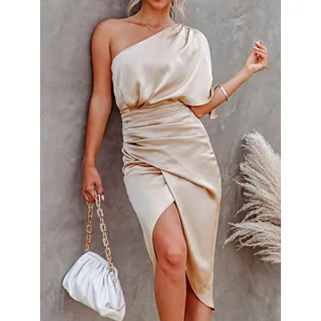 CUPSHE Women Satin Dress – Elegant High Low Cocktail Dress